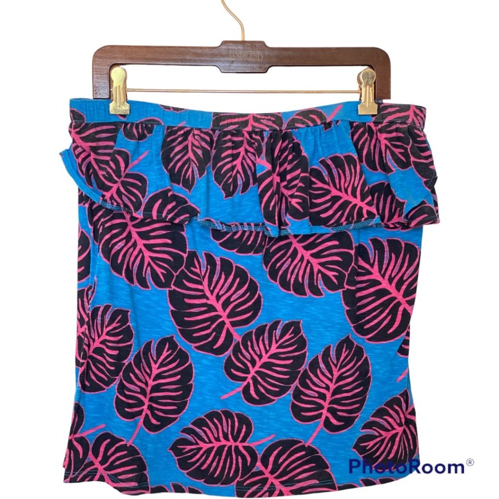 Crown & Ivy 2-Piece Blue Leaf Print Outfit (top size XL, pants Lg, NWT)